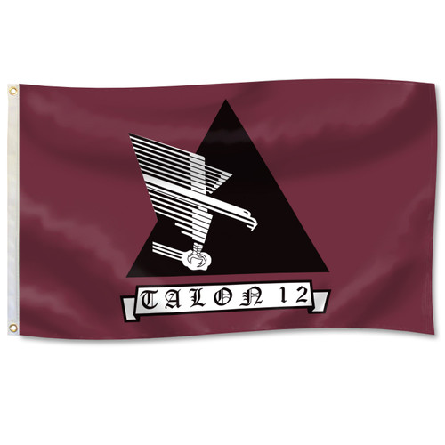 Texas A&M Aggies Corps of Cadets Squadron 12 3x5 flag with Talon 12 aircraft design on maroon background