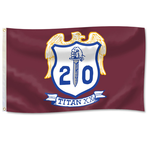 Texas A&M Aggies Corps of Cadets Squadron 20 Titans 3x5 flag with Titan 20 shield and winged design on maroon background