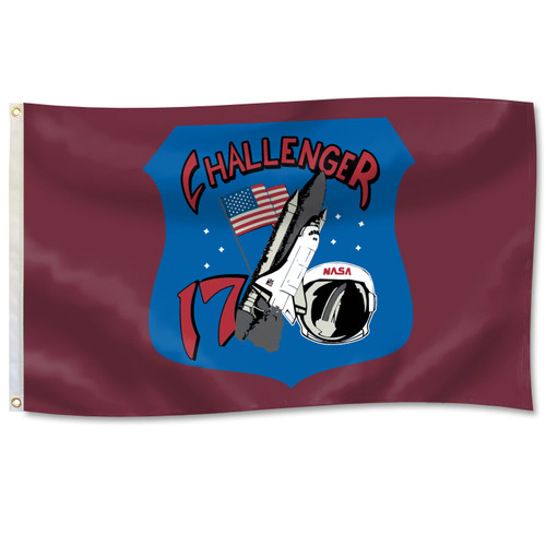 Texas A&M Aggies Corps of Cadets Squadron 17 3x5 flag with Challenger shuttle design on maroon background