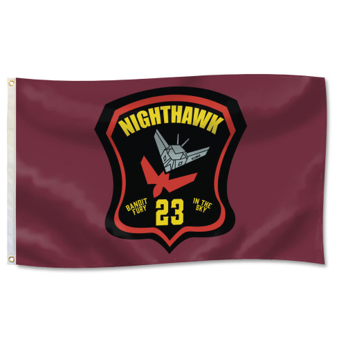 Texas A&M Aggies Corps of Cadets Squadron 23 3x5 flag with Nighthawk 23 aircraft emblem on maroon background