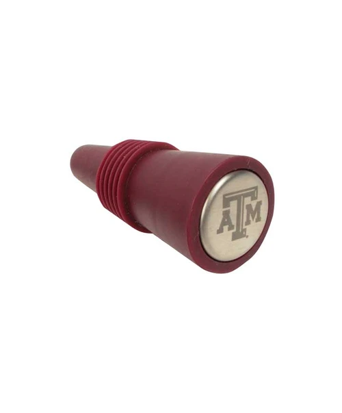 Texas A&M Aggies maroon rubber wine stopper with Texas A&M logo on top