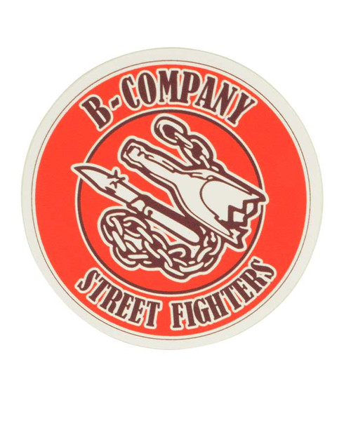 Texas A&M Aggies Corps of Cadets B-Company Street Fighters sticker with circular design, chain graphic, and bold red background