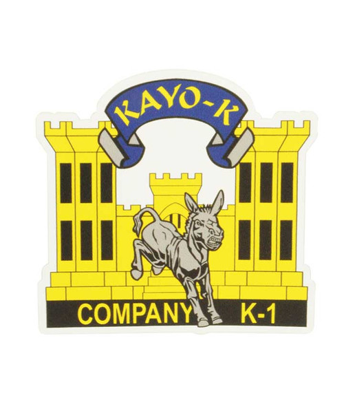 Texas A&M Aggies Corps of Cadets K-1 Kayo-K sticker with castle design, charging bull graphic, and bold color accents