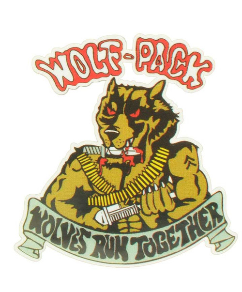 Texas A&M Aggies Corps of Cadets A-Company Wolfpack car decal with wolf graphic and Wolves Run Together text