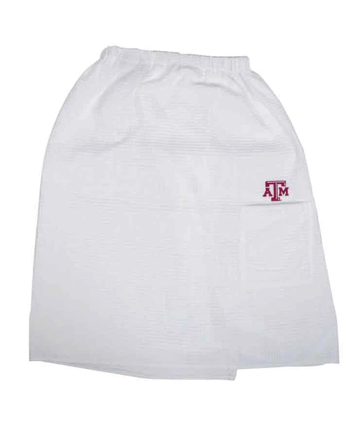 Texas A&M Aggies white shower wrap with simple design and small Texas A&M logo detail