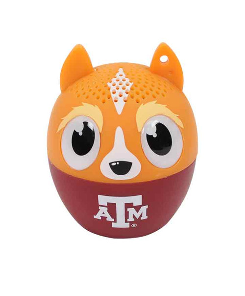 Texas A&M Aggies Bitty Boomer wireless speaker with animal character design, maroon base, and Texas A&M logo with strap