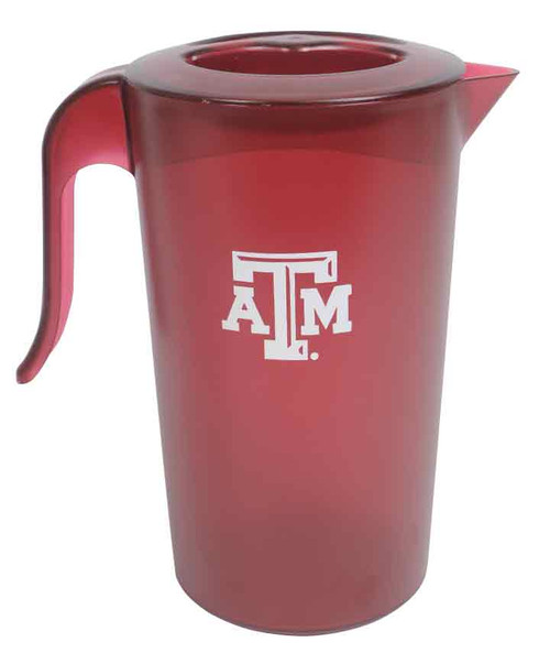 Texas A&M Aggies 2.5 quart plastic pitcher with maroon design, handle, spout, and Texas A&M logo