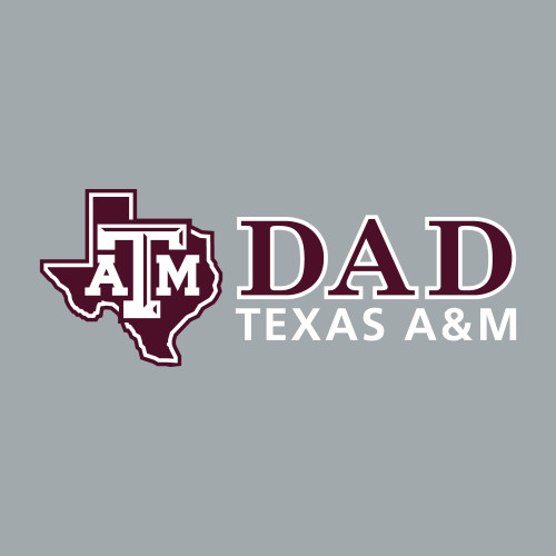 Texas A&M Aggies Dad decal with Texas state outline, Texas A&M logo, and Dad Texas A&M text