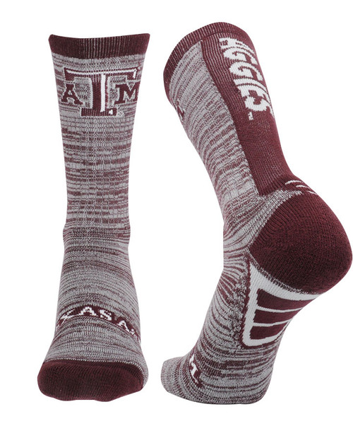 Texas A&M Aggies maroon and gray knit socks with Texas A&M logo and Aggies text