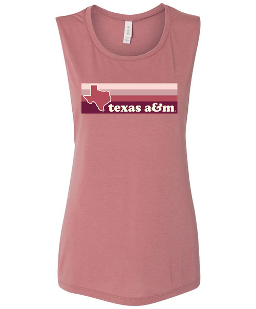 Texas A&M Ladies Stripes & Lonestar Flowy Muscle Tank | Mauve