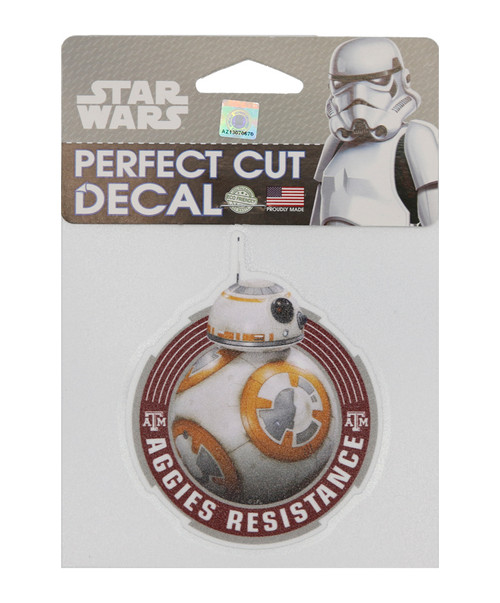 Texas A&M Aggies Star Wars BB-8 decal with Aggies Resistance text in circular design
