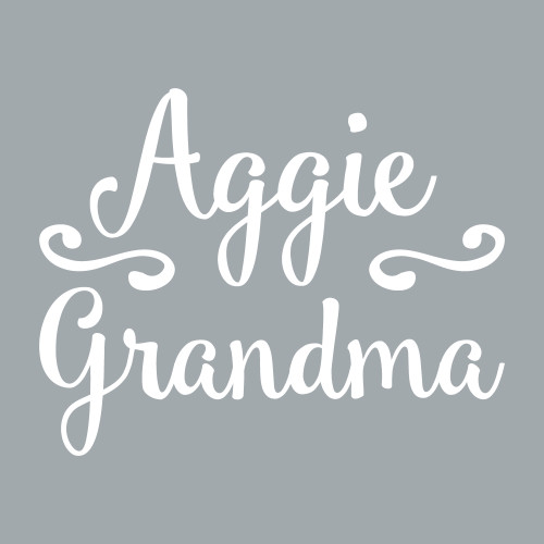 Texas A&M Aggies Aggie Grandma script decal with decorative lettering design