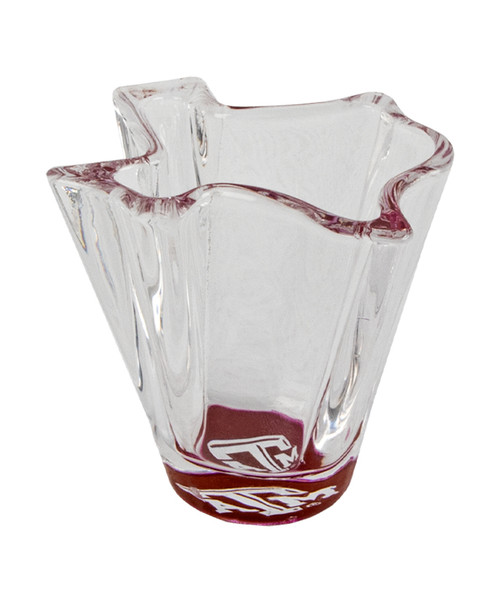Texas A&M Aggies Texas shaped clear shot glass with maroon base and Texas A&M logo