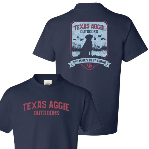 Texas A&M Youth Aggie Outdoors 12TH Man's Best Friend Short Sleeve Navy T-Shirt