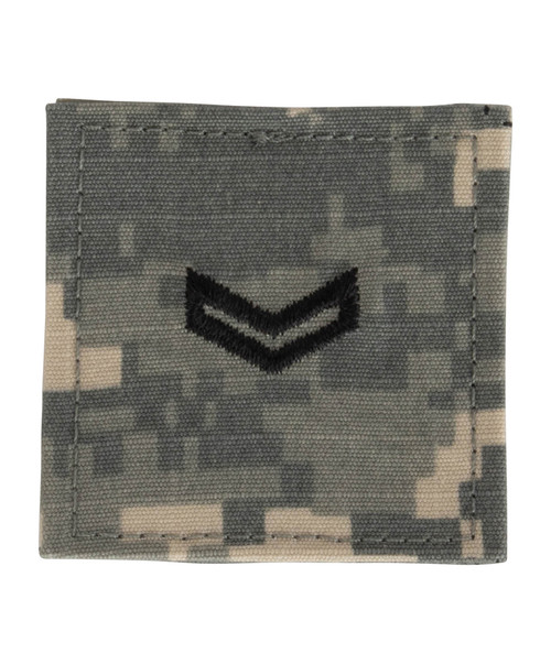 Texas A&M Corps of Cadets Corporal ACU rank patch pair with digital camo background and black chevron insignia