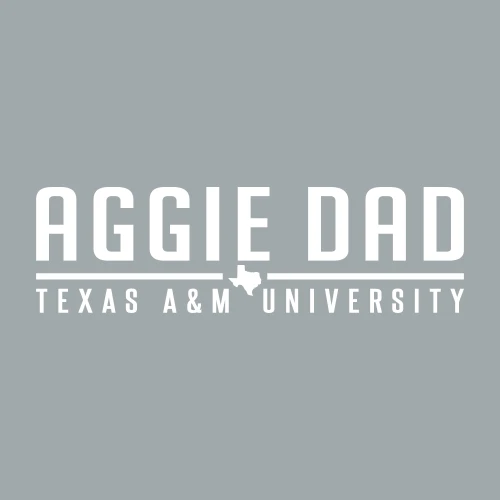 Texas A&M Aggies Aggie Dad decal with Texas A&M University text in clean white design