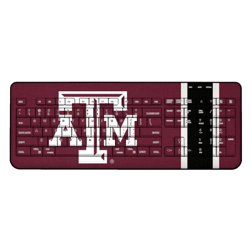Texas A&M Aggies wireless USB keyboard with maroon design and Texas A&M logo across keys