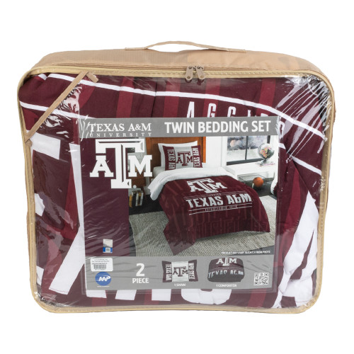 Texas A&M Aggies Twin Comforter and Sham Set Maroon