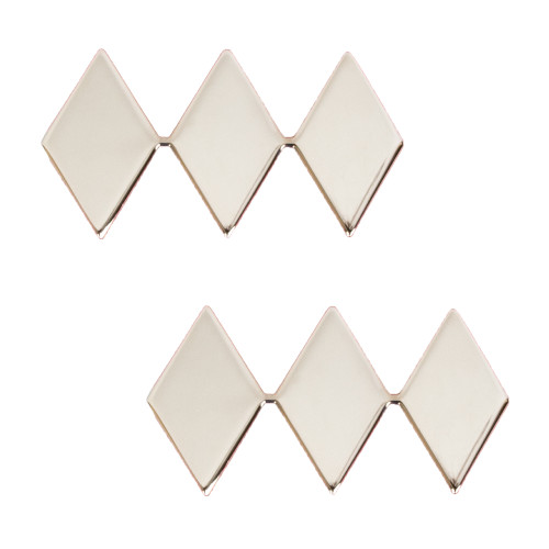 Pair of Texas A&M Corps of Cadets Colonel rank pins featuring three silver-tone diamond insignia. Uniform accessories designed for cadets, commemorative displays, collections, and Corps tradition.