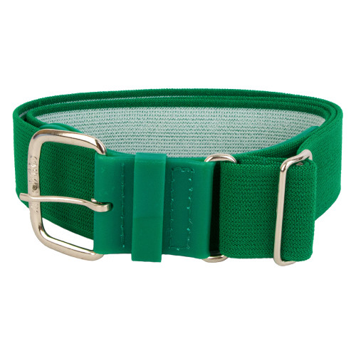 Texas A&M Corps of Cadets kelly green suck strap featuring durable elastic webbing with an adjustable silver-tone metal buckle and hardware. Uniform accessory designed for secure fit and everyday Corps wear.