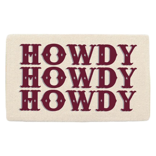 Triple Howdy Coir Doormat - White & Maroon