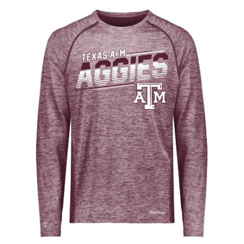 Texas A&M Aggies Electify Aggie Lines Long Sleeve Active Tee | Maroon Heather