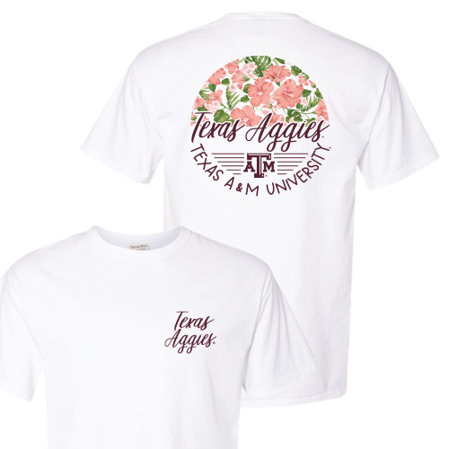 Texas A&M Aggies Tropical Floral Short Sleeve White T-Shirt