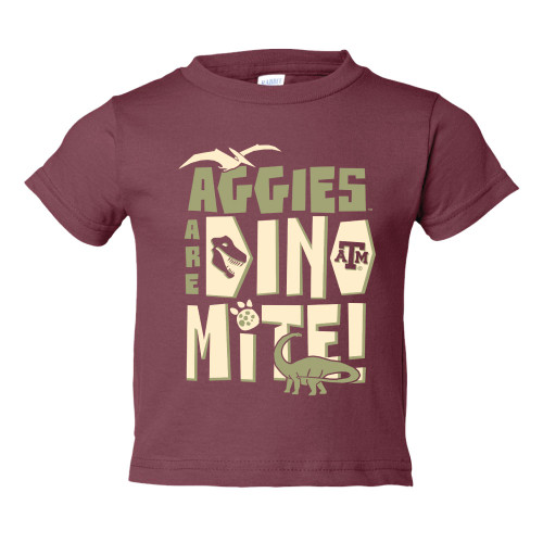 Texas A&M Aggies are Dino-Mite Short Sleeve Maroon TShirt