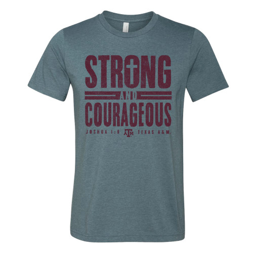 A&M Strong And Courageous Joshua 1:9 Bella + Canvas Slate Short Sleeve T-Shirt