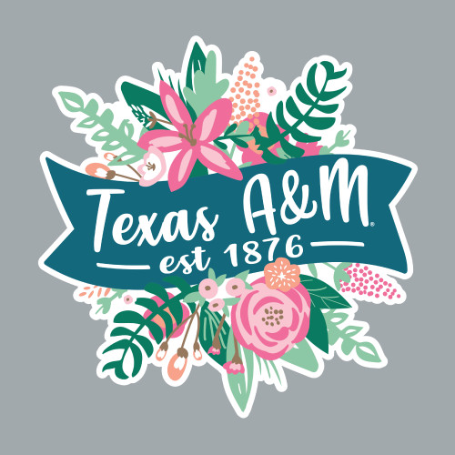 Texas A&M 3.5" EST 1876 Flowers Sticker