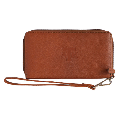 Texas A&M Aggies Leather Wristlet | Cognac