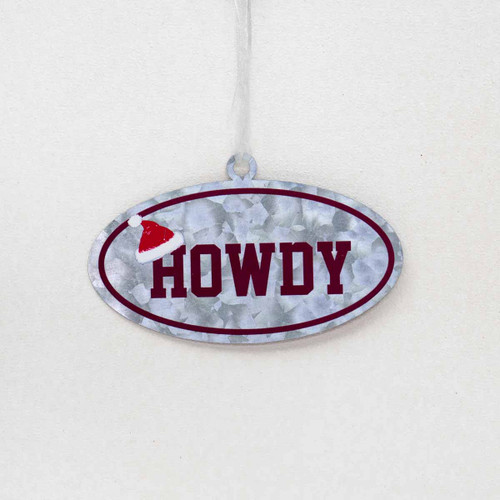 Galvenized Santa Hat Howdy Ornament