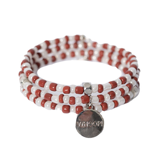 Wrap Bracelet w/ Charm -Maroon & White