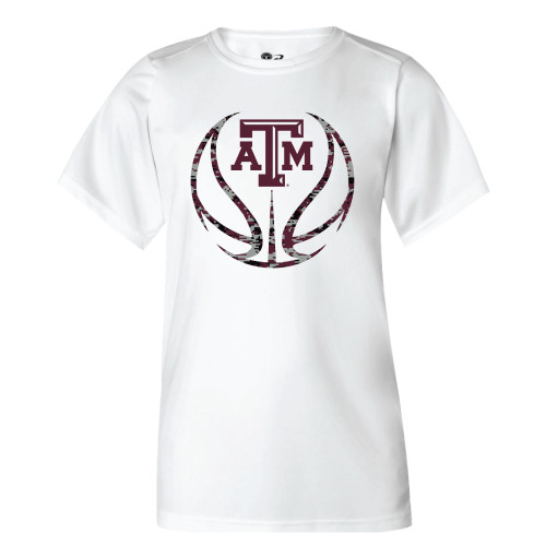 Texas A&M Youth Digi Camo Basketball Active Short Sleeve Tee | White