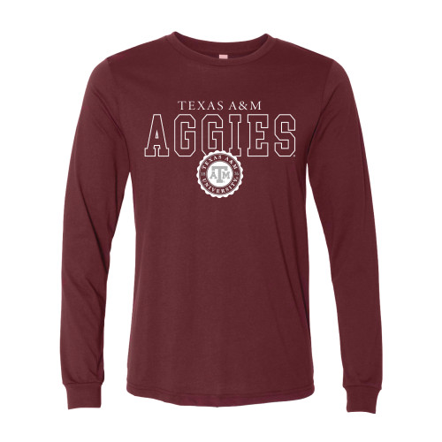 Texas A&M Aggies Seal Softstyle Long Sleeve Tee | Maroon Triblend