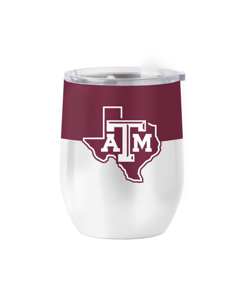 16oz Colorblock Wine Tumbler - Maroon & White