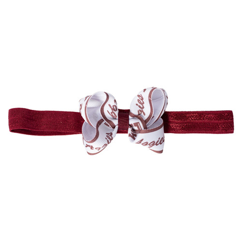 Baby Bow on Elastic Headband - Maroon