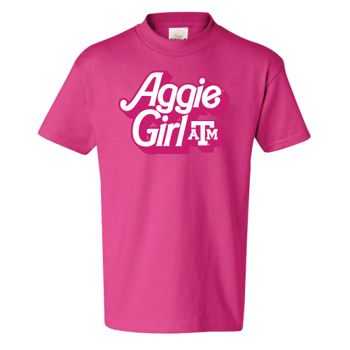 Youth Aggie Girl Short Sleeve Tshirt I Wow Pink