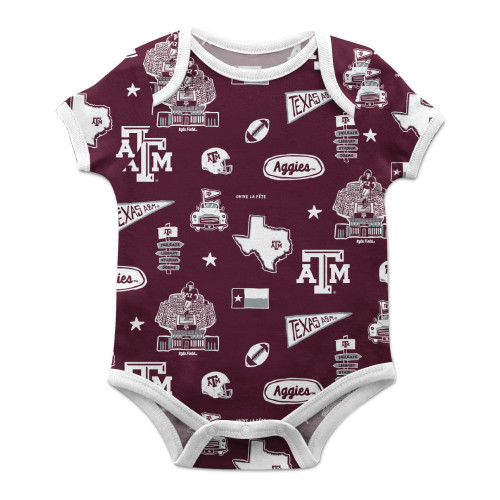 Texas A&M Aggies Infant Grey/Maroon 3/4 Sleeve Baseball Jersey Bodysuit