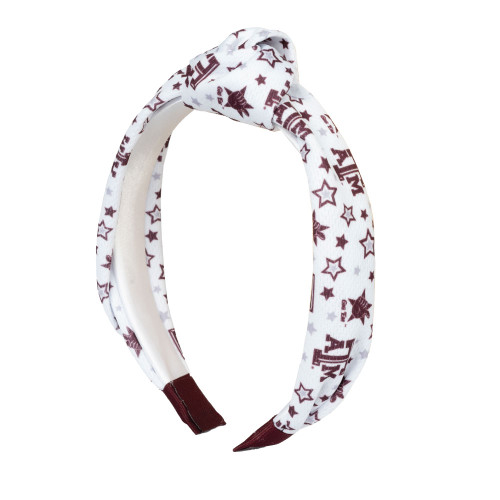 Star Print Knot Headband - White