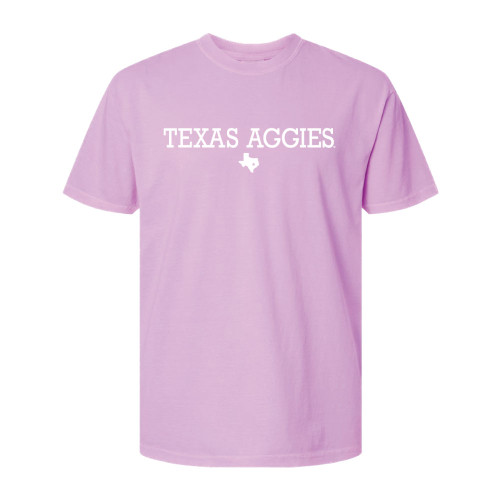 Texas A&M Simple Font Short Sleeve - Neon Violet