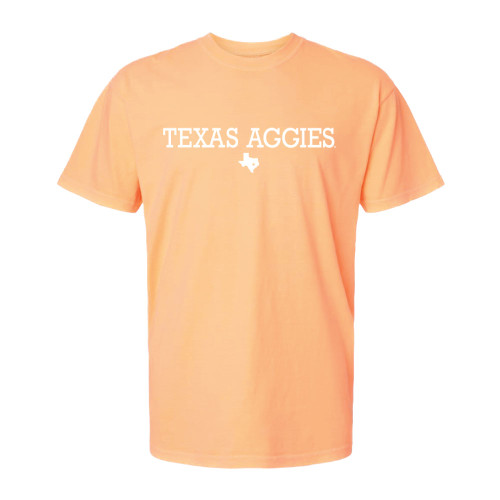 Texas A&M Simple Font Short Sleeve - Neon Cantaloupe