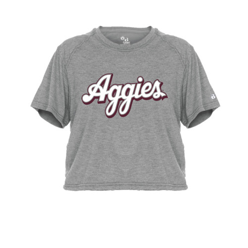 Aggies Script Active Crop - Gray - The Warehouse at C.C. Creations