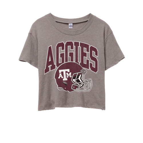 Aggies Script Active Crop - Gray - The Warehouse at C.C. Creations