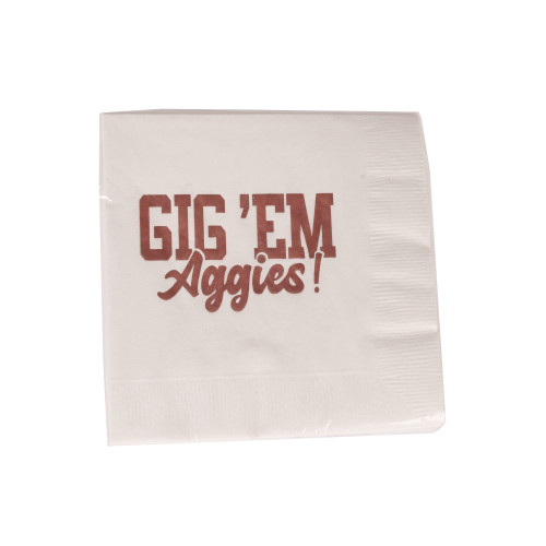 Gig 'Em Beverage Napkin