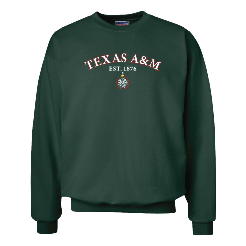 Texas A&M Ornament Embroidered Crew - Forest