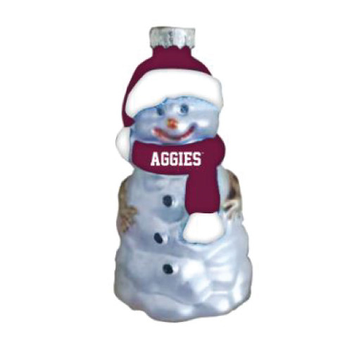 Glass Snowman with Scarf Ornament