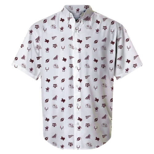 Aggie Football Button-Up Short Sleeve - White