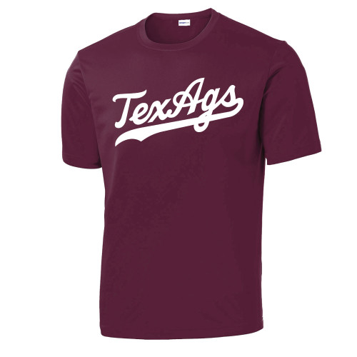 Script TexAgs Active Short Sleeve - Maroon