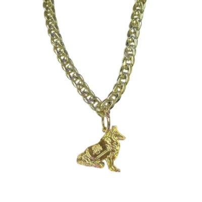 Texas A&M oversized gold chain necklace featuring a chunky gold-tone link design and detailed Reveille pendant depicting the First Lady of Aggieland seated in profile.